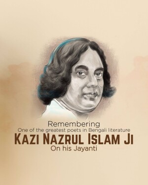 Portrait of Kazi Nazrul Islam, a Bengali poet and musician