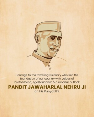 Portrait of Pandit Jawaharlal Nehru with a quote