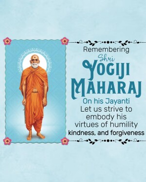 Image of Yogi Maharaj with text commemorating his Jayanti