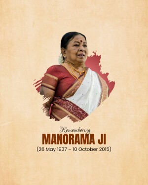 Portrait of Manorama Ji with remembrance text