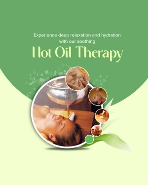 Image of a woman receiving hot oil therapy, promoting relaxation and hydration.
