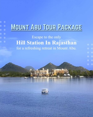 Scenic view of Nakki Lake and Mount Abu with tour package promotion