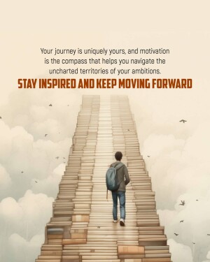 A person walking up a staircase made of books towards the clouds, symbolizing a journey of learning and ambition.