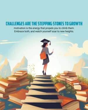 Illustration of a woman climbing a staircase made of books towards a bright future.