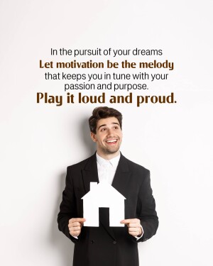 Man holding a paper house with motivational text.