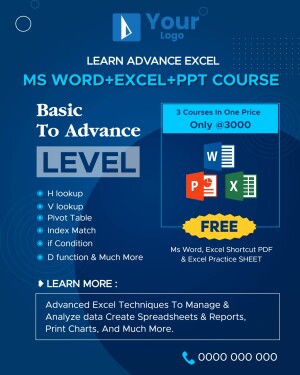 Advertisement for a Microsoft Excel, Word, and PowerPoint course.