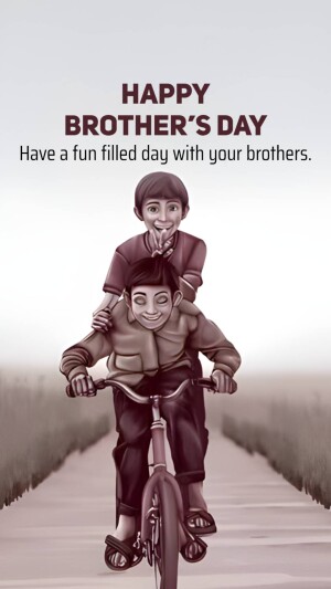 Illustration of two brothers on a bicycle with 'Happy Brother's Day' text.