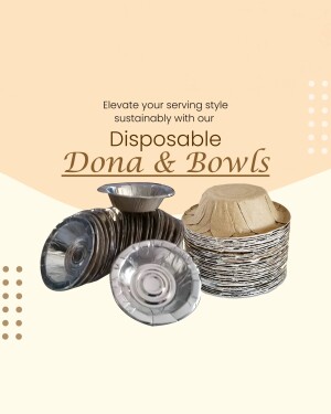 Stack of disposable dona and bowls in silver and brown colors