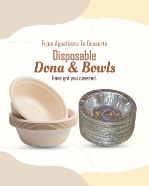 Stack of disposable dona and bowls for serving food