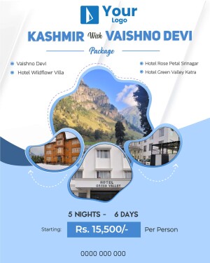 Promotional poster for a Kashmir and Vaishno Devi tour package