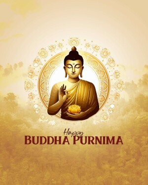 Illustration of Buddha with 'Happy Purnima' text