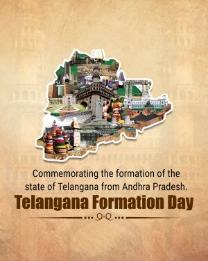 Image commemorating the formation of Telangana state from Andhra Pradesh