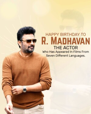 Portrait of R. Madhavan celebrating his birthday