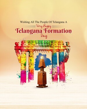 Telangana Formation Day celebration with Charminar and colorful splashes