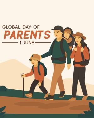 Illustration of a family hiking together for Global Day of Parents