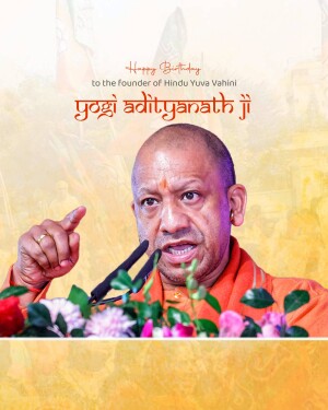 Portrait of Yogi Adityanath with birthday wishes