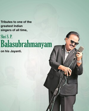 Portrait of S. P. Balasubrahmanyam with a microphone