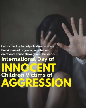 Image depicting a hand reaching out towards a distressed child, promoting awareness for the International Day of Innocent Children Victims of Aggression.