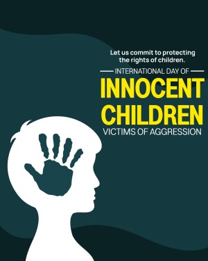 Image promoting awareness for the International Day of Innocent Children Victims of Aggression, featuring a silhouette of a child's head with a handprint inside.