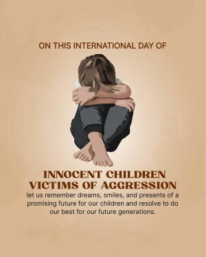 Illustration of a child being comforted, with text commemorating the International Day of Innocent Children Victims of Aggression.