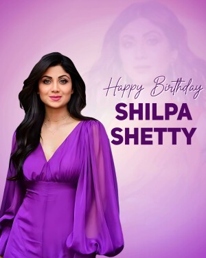 Portrait of Shilpa Shetty with birthday greetings
