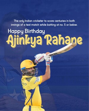 Ajinkya Rahane celebrating his birthday with a cricket image
