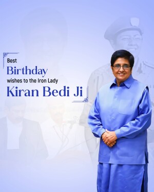 Portrait of Kiran Bedi with birthday greetings