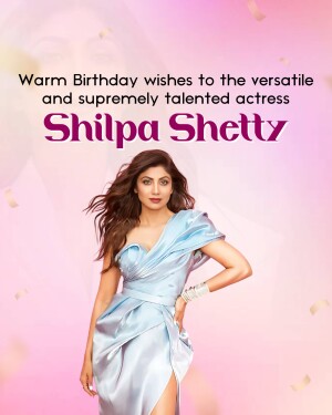 Shilpa Shetty in a blue dress with birthday wishes