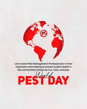 Image depicting a red globe with a pest control symbol and text honoring Pest Management Professionals.