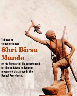 Statue of Shri Birsa Munda with a bow and arrow