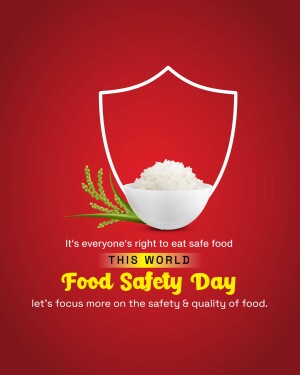 Image depicting a bowl of rice inside a shield with the text 'World Food Safety Day'