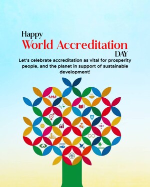 World Accreditation Day graphic with a tree made of colorful SDG icons.