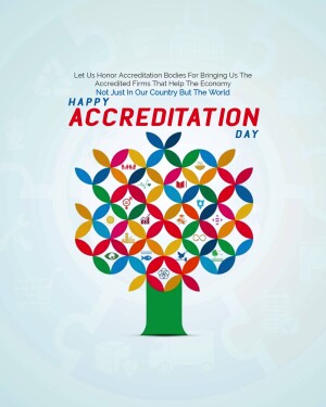 Colorful tree graphic with icons representing accreditation and economic growth.