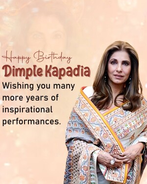 Portrait of Dimple Kapadia with birthday wishes