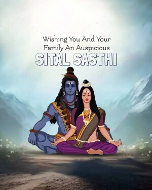 Image depicting Lord Shiva and Goddess Sital with a festive greeting.
