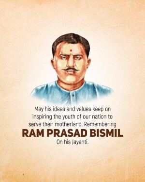 Portrait of Ram Prasad Bismil with a quote on his birth anniversary