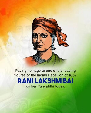 Portrait of Rani Lakshmibai with Indian flag background