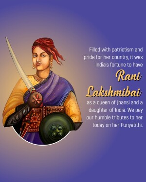 Portrait of Rani Lakshmibai, a historical Indian queen and warrior.
