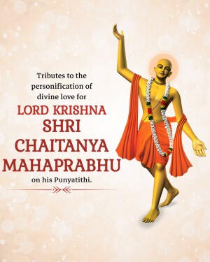 Digital art depicting Shri Chaitanya Mahaprabhu, a devotional figure.