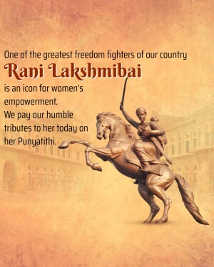 Statue of Rani Lakshmibai on horseback with a child on her back