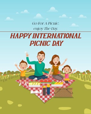 Illustration of a family enjoying a picnic in a field
