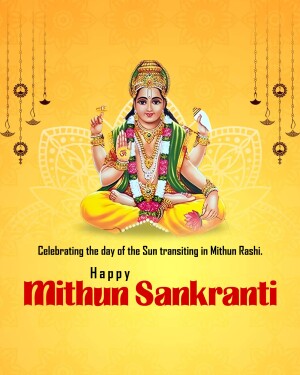 Image depicting a deity celebrating Mithun Sankranti