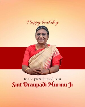 Portrait of Droupadi Murmu with birthday greetings