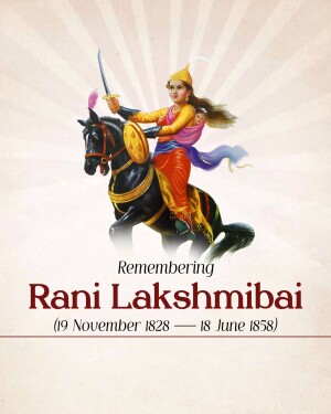 Illustration of Rani Lakshmibai riding a horse with a sword