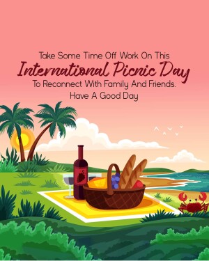 Image promoting International Picnic Day with a picnic scene.