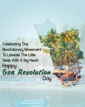 Goa Revolution Day poster with beach scenery and state outline