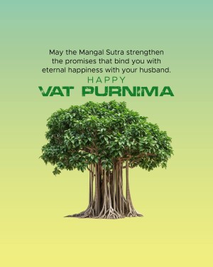Vat Purnima greeting with a Banyan tree and text