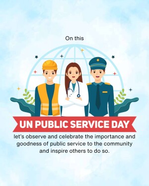 Illustration depicting diverse public service workers with a globe in the background, celebrating UN Public Service Day.