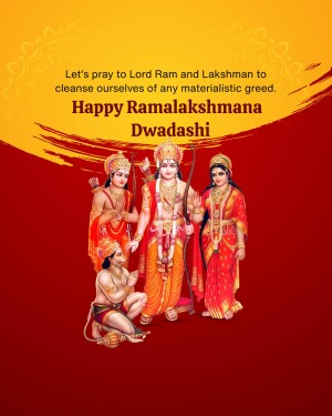 Image depicting Lord Ram, Lakshman, Sita, and Hanuman with a festive background for Dwadashi.