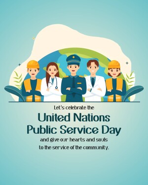 Illustration depicting diverse public service workers celebrating United Nations Public Service Day.